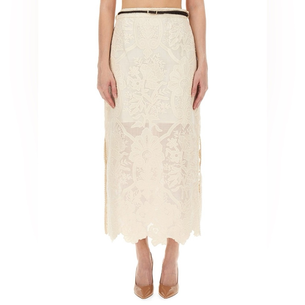 Zimmermann Ottie Embroidered Midi-Skirt